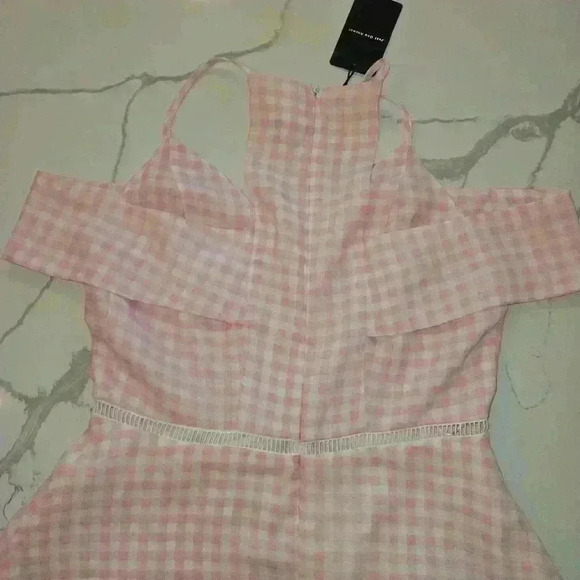 J.O.A. Womens Pink Gingham Off The Shoulder Halter Dress Size Medium NWT - Picture 7 of 12